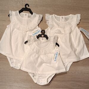 Carter's White Eyelet Collar Dress 6-9 Months, 12 Months